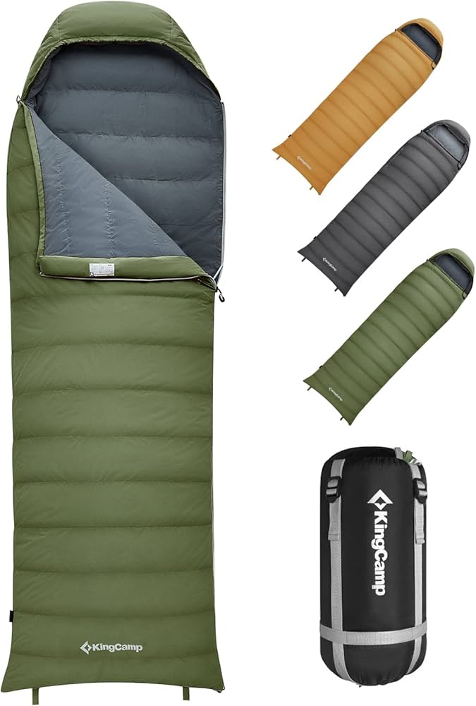 色移り有り KingCamp 寝袋 ダウン シュラフ 封筒型 軽量 連結可能